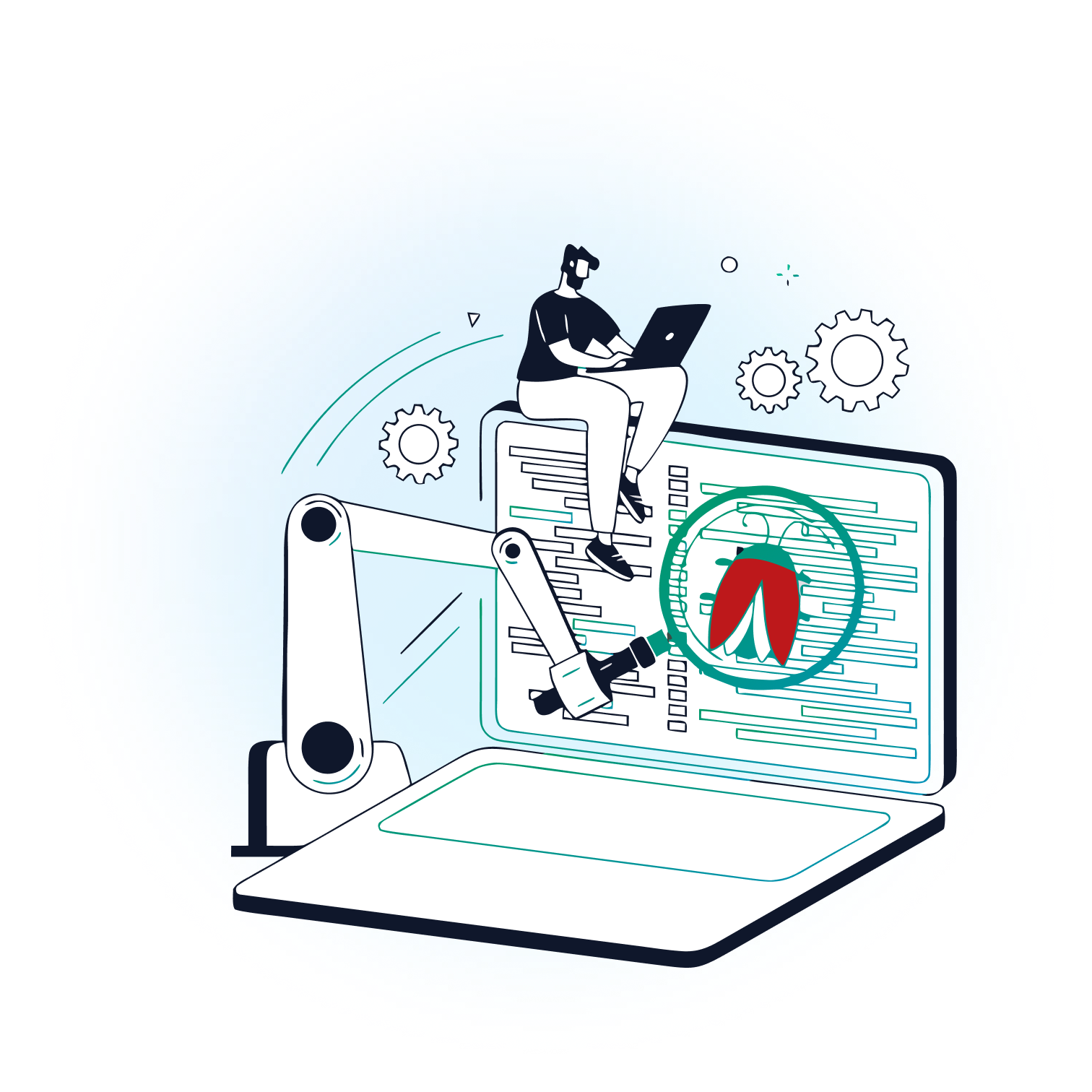 Illustration: AI scanning a website and generating automated test coverage